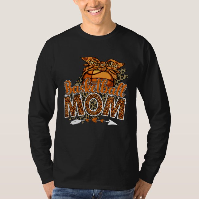 Camiseta Basketball Mom Mama Mother's Day Leopard Sport Mom (Anverso)