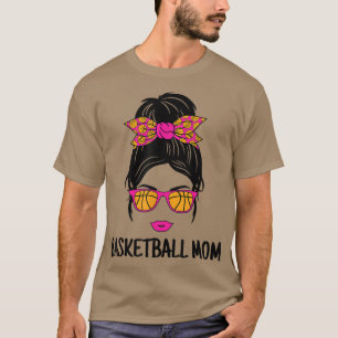 Camiseta Basketball Mom Messy Bun Cute Basketball Lover Wom