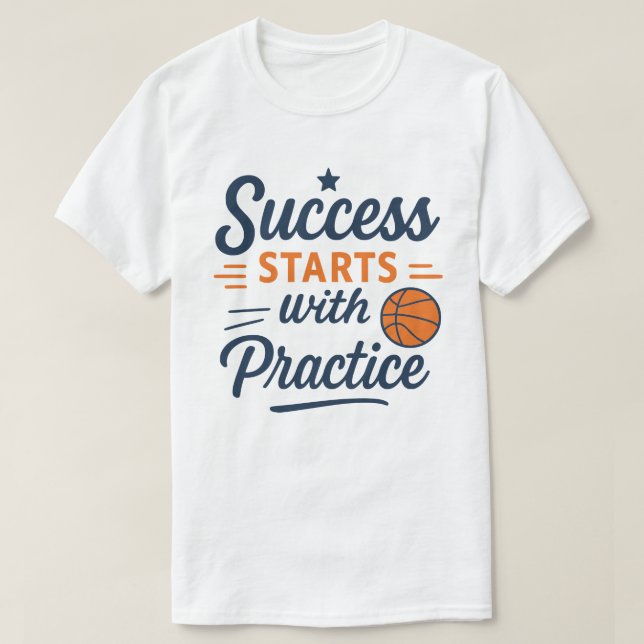 Camiseta Basketball Motivation Quote Practice Success (Diseño del anverso)