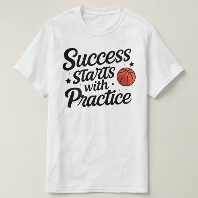 Camiseta Basketball Motivation Success Practice Quote (Diseño del anverso)