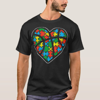 Camiseta Basketball Puzzle Ball Heart Sport Autism Awarenes