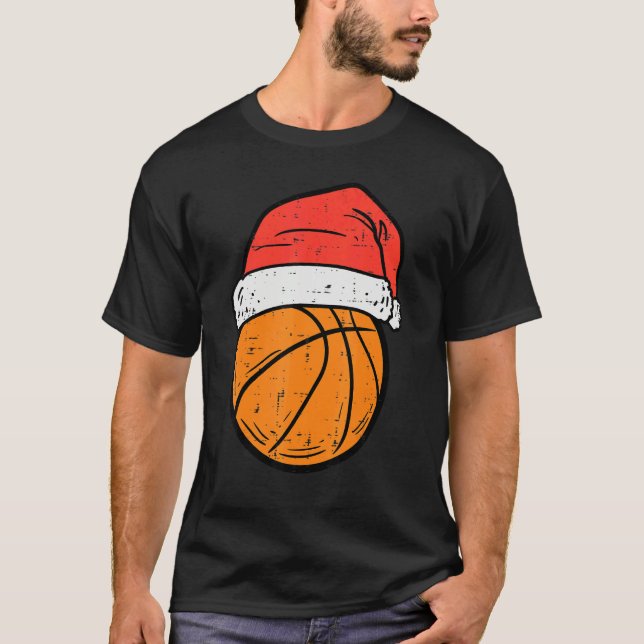 Camiseta Basketball Santa Hat Christmas Xmas Boys Girls (Anverso)