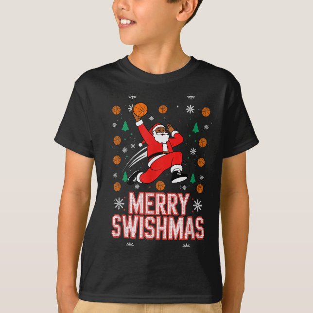 Camiseta Basketball Shirt Boys Christmas Pajamas Merry Swis (Anverso)