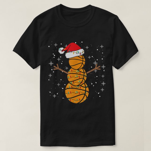 Camiseta Basketball Snowman Christmas Holiday Design (Diseño del anverso)