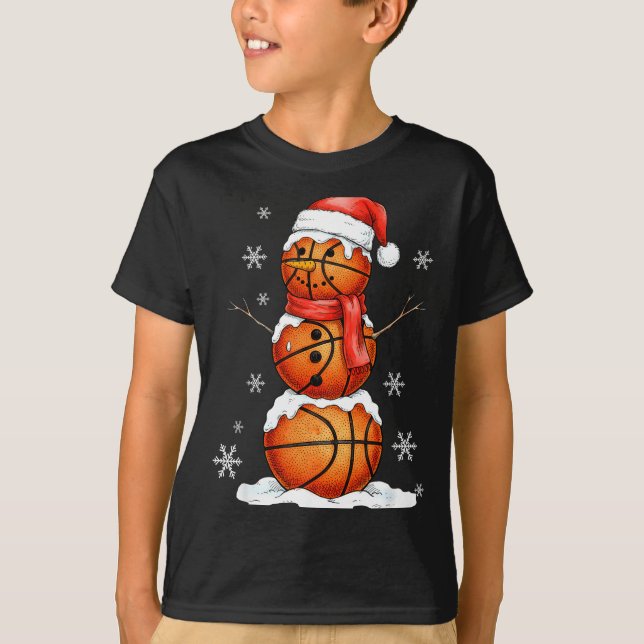 Camiseta Basketball Snowman Christmas Holiday Srts Xmas Paj (Anverso)