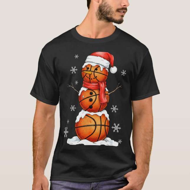 Camiseta Basketball Snowman Christmas Holiday Srts Xmas Paj (Anverso)