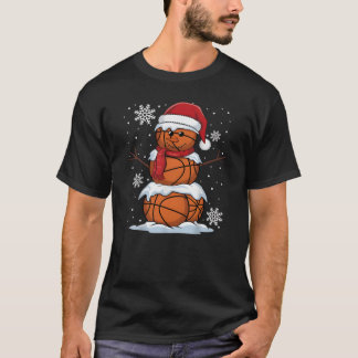 Camiseta Basketball Snowman Christmas Sports Gift Tee