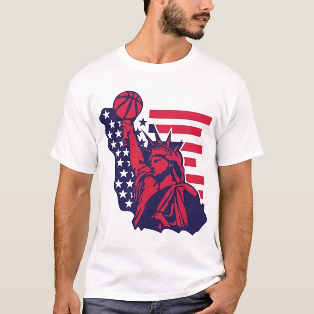 Camiseta basketball statue liberte usa amerique drapeau des (Anverso)