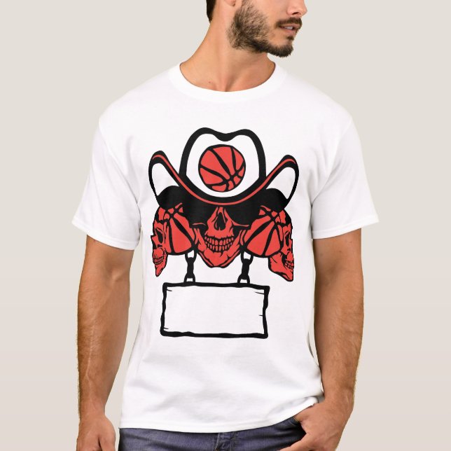 Camiseta basketball tete de mort pancarte chaine ajouter te (Anverso)