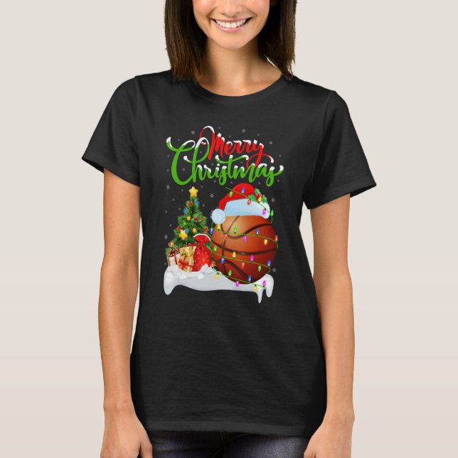 Camiseta Basketball   Xmas Decorations Santa Basketball Chr (Anverso)