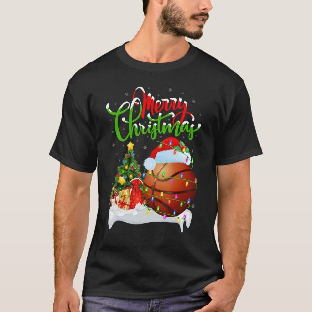 Camiseta Basketball   Xmas Decorations Santa Basketball Chr (Anverso)