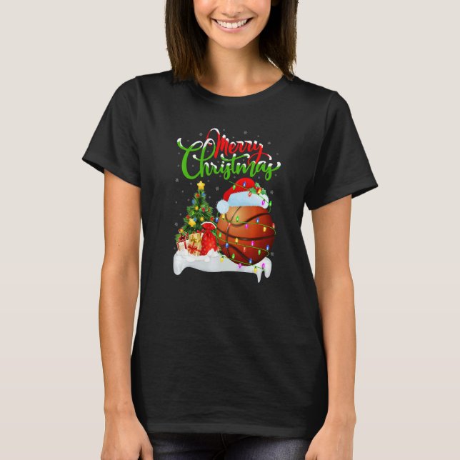 Camiseta Basketball  Xmas Decorations Santa Basketball Chri (Anverso)