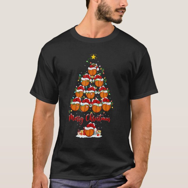Camiseta Basketball  Xmas Lights Basketball Christmas Tree (Anverso)