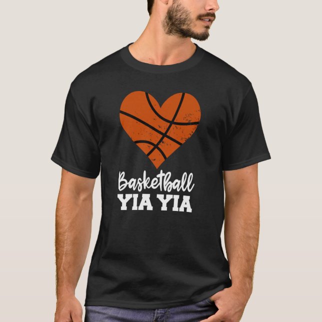 Camiseta Basketball Yia Yia Basketball Heart Grandma YiaYia (Anverso)