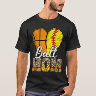 Camiseta Básquetbol Mamá Corazón Softball Mamá Leopard Madr