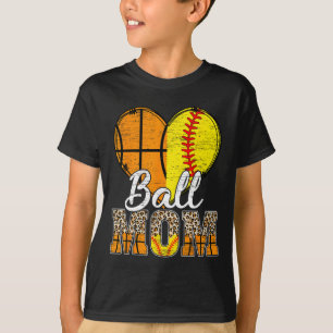 Camiseta Básquetbol Mamá Corazón Softball Mamá Leopard Madr