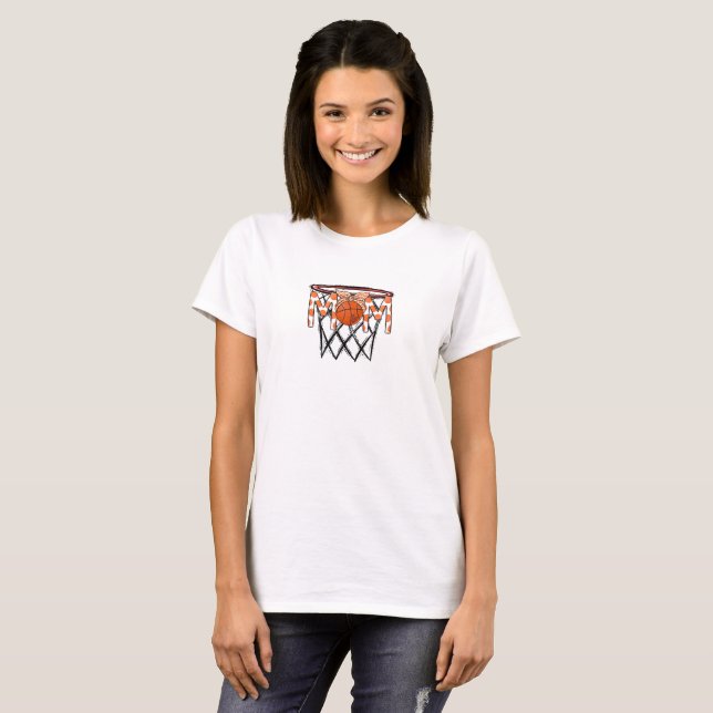 Camiseta Básquetbol Mamá Hoop Naranja Polka Dot Personaliza (Anverso completo)