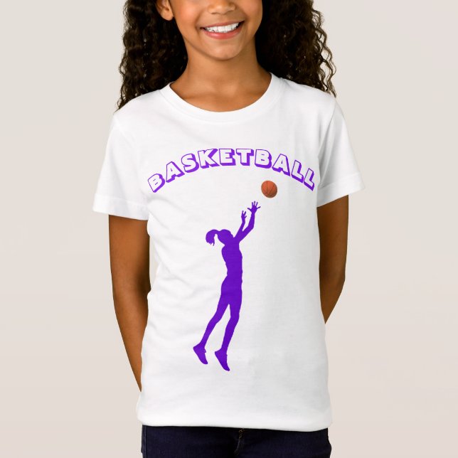 Camiseta Básquetbol Purple Font & Chica T-Shirt (Anverso)