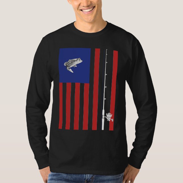 Camiseta Bass American Flag Fishing Pole (Anverso)