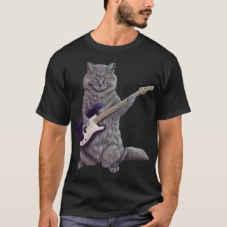 Camiseta Bass Cat- Banda de rock kitty tocando la guitarra