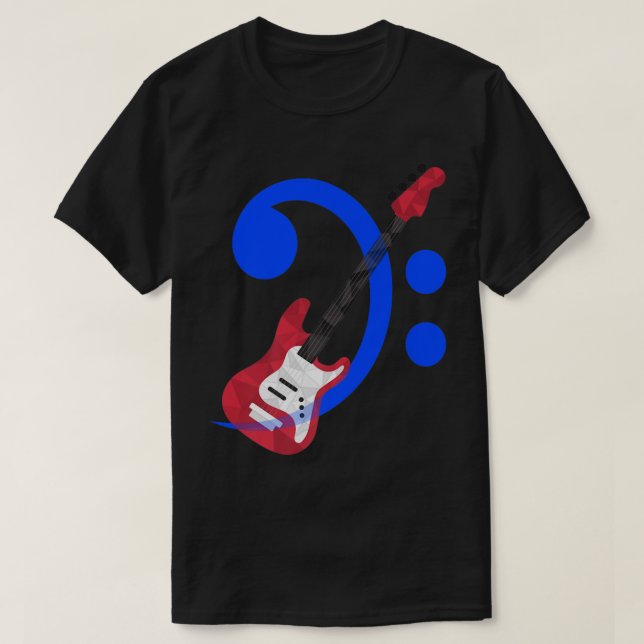 Camiseta Bass Clef Bass Guitar Battend Bass Música Guitaria (Diseño del anverso)