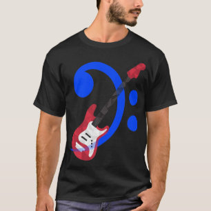 Camiseta Bass Clef Bass Guitar Battend Bass Música Guitaria