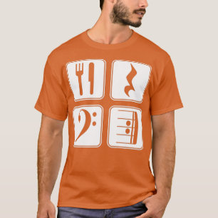 Camiseta Bass Clef Eat Rest Play Repetir música divertida