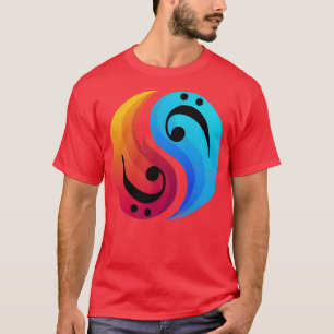Camiseta Bass Clef Guitar Yin And Yang Retro Bassist