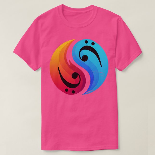 Camiseta Bass Clef Guitar Yin Y Yang Retro Battend (Diseño del anverso)