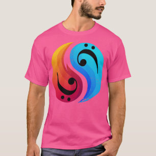Camiseta Bass Clef Guitar Yin Y Yang Retro Battend