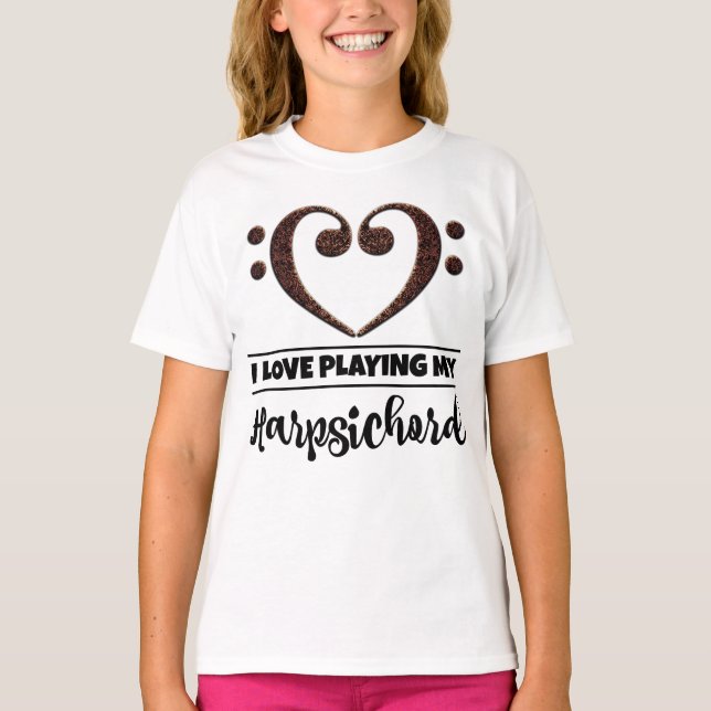 Camiseta Bass Clef Heart Love Jugando el acorde (Anverso)