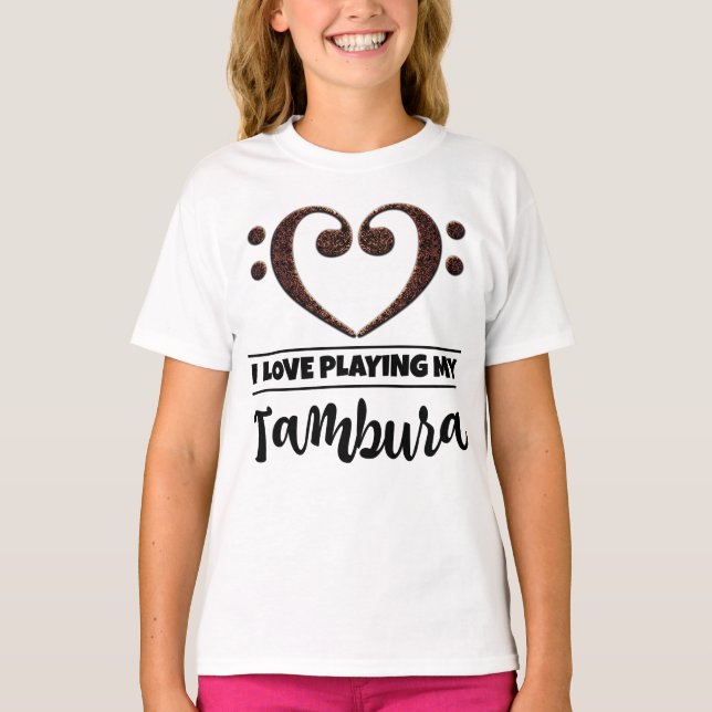 Camiseta Bass Clef Heart Love Jugando Tambura (Anverso)