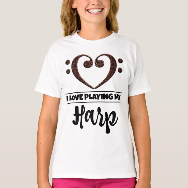 Camiseta Bass Clef Heart Love Play (Anverso)