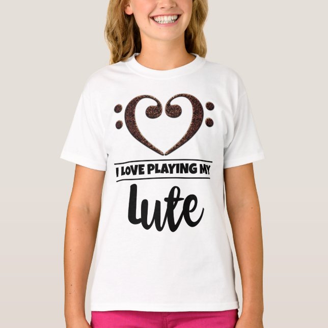 Camiseta Bass Clef Heart Love Play Lute (Anverso)
