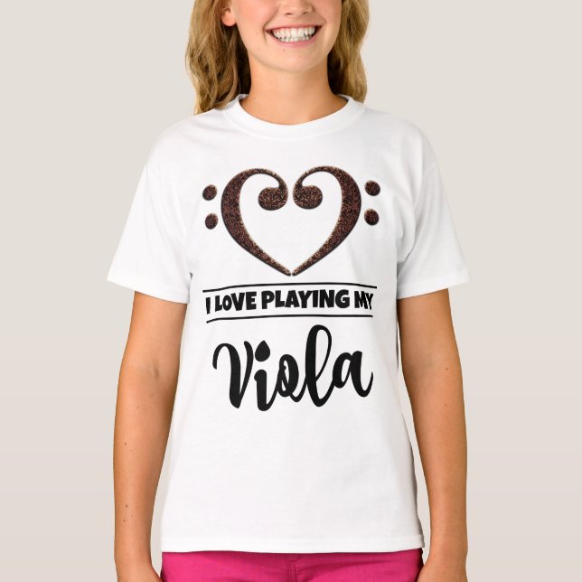 Camiseta Bass Clef Heart Love Play Viola (Anverso)