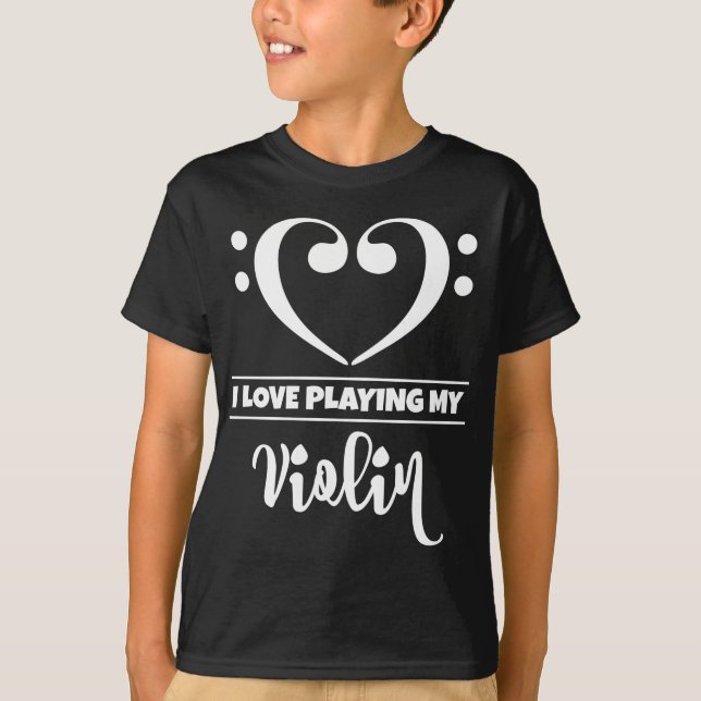 Camiseta Bass Clef Heart Love Play Violin (Anverso)