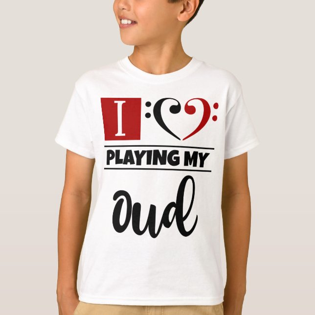 Camiseta Bass Clef Heart Me Encanta Jugar Mi Oud (Anverso)