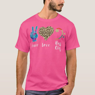 Camiseta Bass Clef Love Peace Bass Clef Leopard Bass Guitar