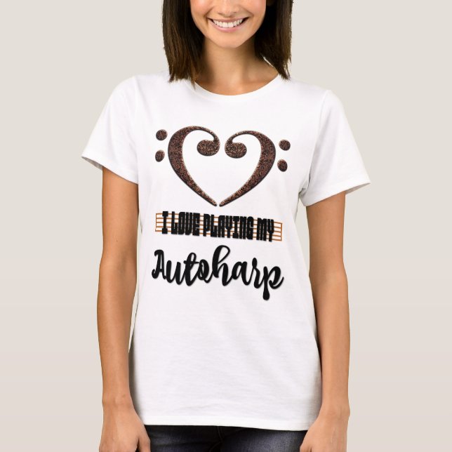Camiseta Bass Clef Musical Heart I Love Playing My Autoharp (Anverso)