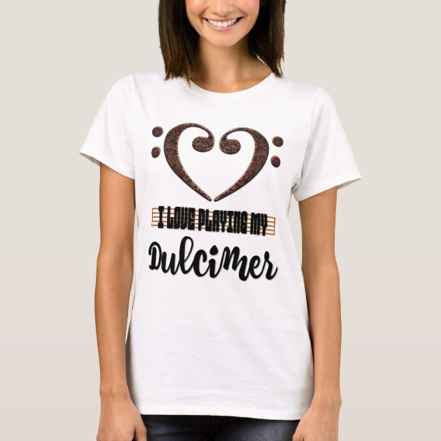 Camiseta Bass Clef Musical Heart I Love Playing My Dulcimer (Anverso)