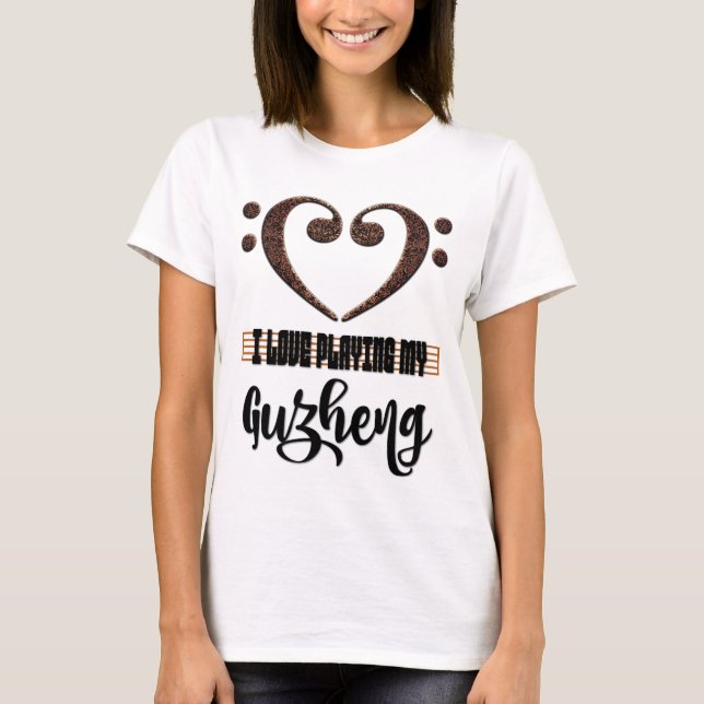 Camiseta Bass Clef Musical Heart I Love Playing My Guzheng (Anverso)
