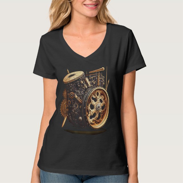 Camiseta Bass drum  music instrument Graphic steampunk (Anverso)