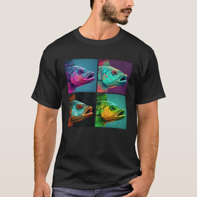 Camiseta Bass Fish Pop Illustration Colorful Animal Women (Anverso)