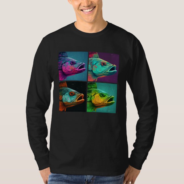 Camiseta Bass Fish Pop Illustration Colorful Animal Women (Anverso)