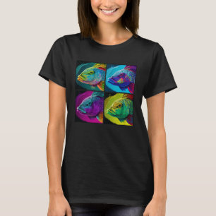 Camiseta Bass Fish Pop Ilustracion Colorful Animal Women