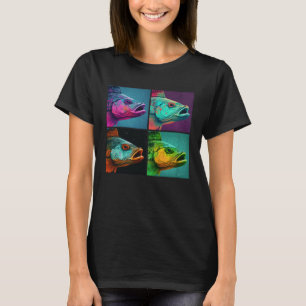 Camiseta Bass Fish Pop Ilustracion Colorful Animal Women