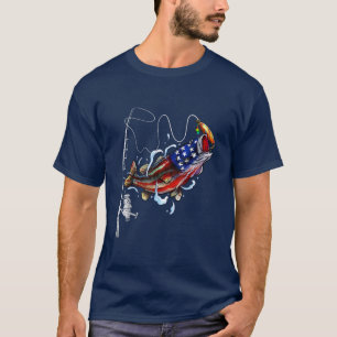 Camiseta Bass Fish US American Flag Patriotic Fishing Fishe