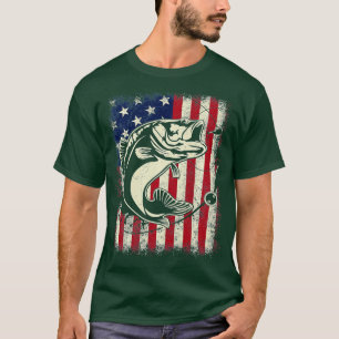 Camiseta Bass Fishing Fish American Flag Dad Father 4th Of