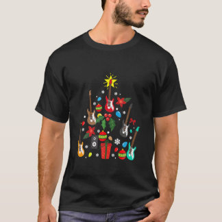 Camiseta Bass Guitar Christmas Tree Guitar Player Músico