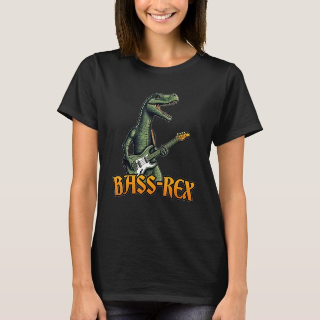 Camiseta Bass Guitar Dinosaur Rex Bassist  Graphic (Anverso)